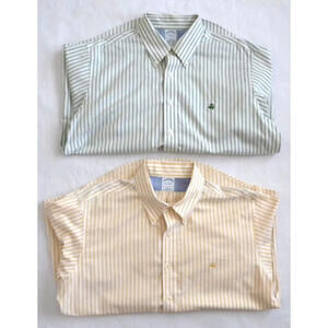 Brooks Brothers Mens Slim Fit Long Sleeve Striped Sport Shirts XL Lot of 2 Logo